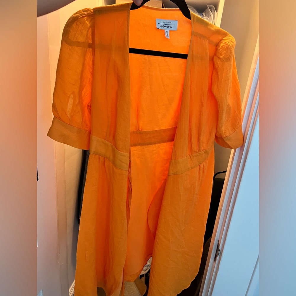 & Other Stories orange mini wrap dress